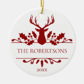 Moderne kerstmonogram familiefoto keramisch ornament (Voorkant)