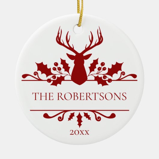 Moderne kerstmonogram familiefoto keramisch ornament (Voorkant)