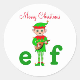 Moderne Kerstmusical Elf op Wit Ronde Sticker