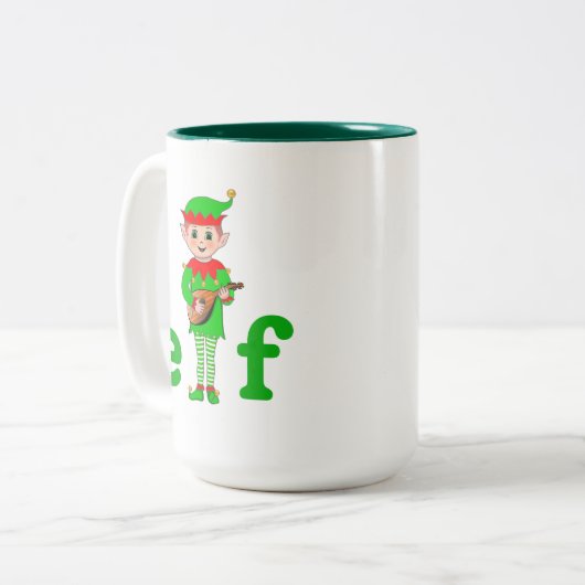 Moderne kerstmusical Elf Tweekleurige Koffiemok (Voorkant links)