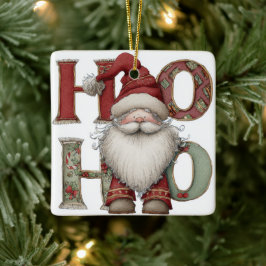 Moderne Kerstornament | Kerstman HO HO HO Keramisch Ornament