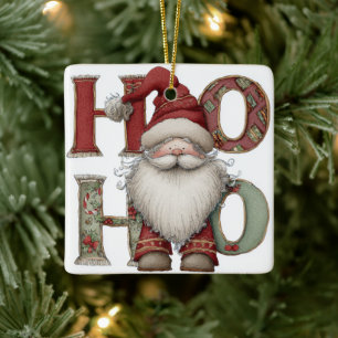 Moderne Kerstornament Kerstman HO HO HO Keramisch Ornament