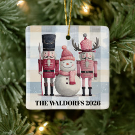 Moderne Kerstornament Notenkrakers & Sneeuwman Keramisch Ornament