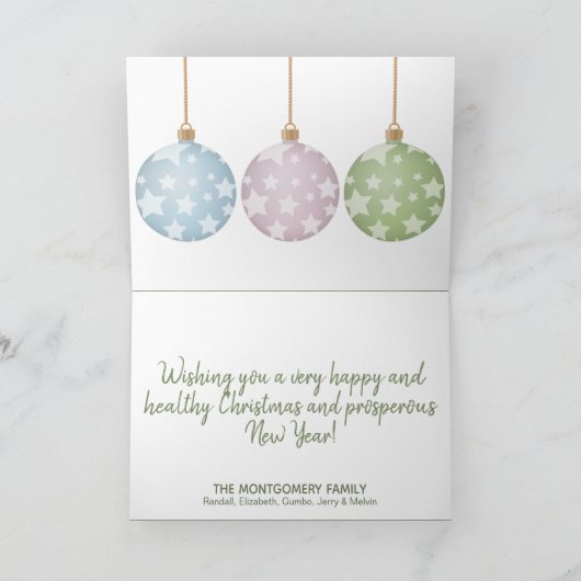 Moderne kerstpasta-Ornamenten boven wit Kaart (Binnen)