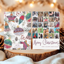 Moderne kerstpatroon collage met 25 foto's 