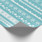 Moderne kerstpatrooncyaan cadeaupapier (Hoek)