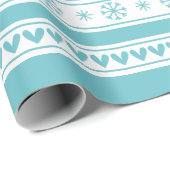 Moderne kerstpatrooncyaan cadeaupapier (Rol Hoek)