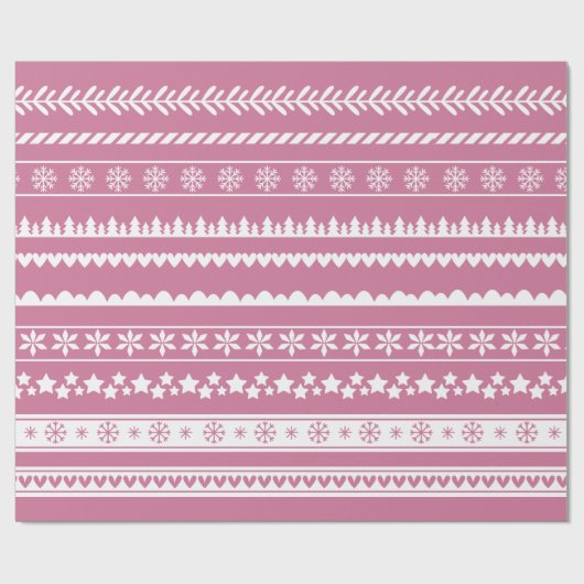 Moderne kerstpatroonroze cadeaupapier (Vlak)