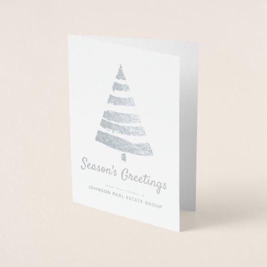 Moderne kerstpijnboom | Vakantie Groeten Folie Kaarten (Voorkant)