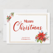 Moderne kerstpoinsettia-zaken feestdagenkaart (Voorkant)