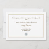 Moderne kerstpoinsettia-zaken feestdagenkaart (Achterkant)