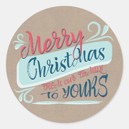 Moderne kerstpostzegelstang voor penselen ronde sticker (Voorkant)