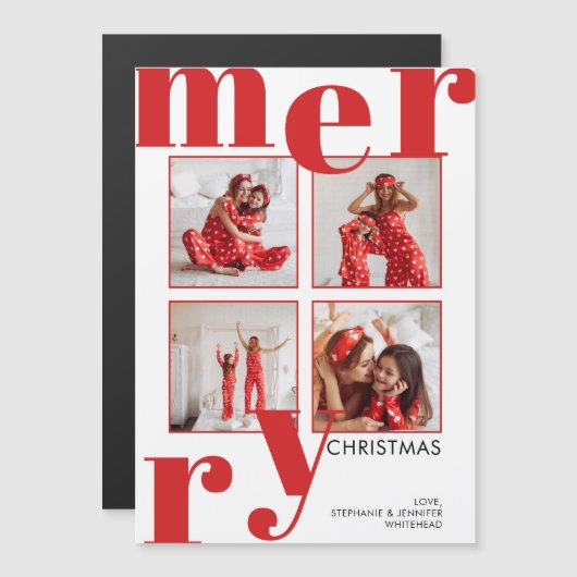 Moderne kerstrode foto's met fijne kerst (Voorkant / Achterkant)