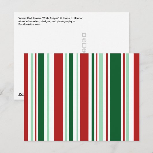 Moderne kerstrood, groen, witte strepen feestdagenkaart (Voorkant / Achterkant)