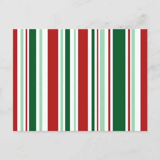 Moderne kerstrood, groen, witte strepen feestdagenkaart (Voorkant)