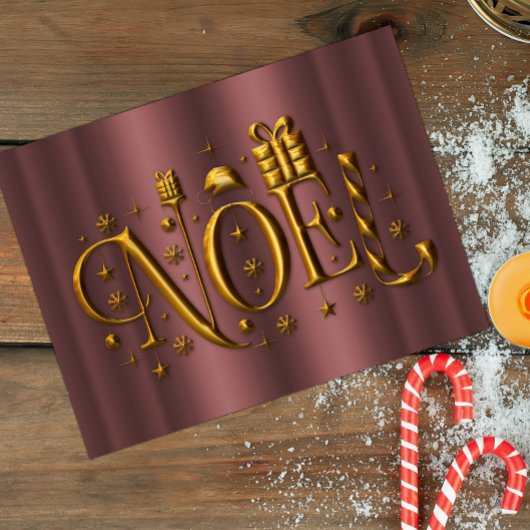 Moderne kerstRoos Gold Noel Feestdagenkaart