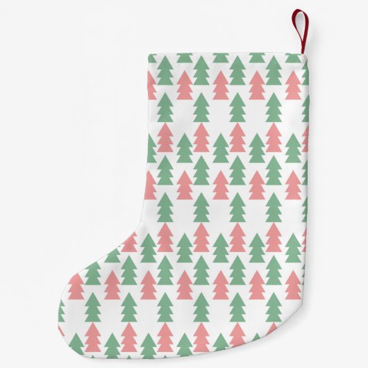 Moderne kerstroze groene kerstbomen kleine kerstsok (Achterkant)