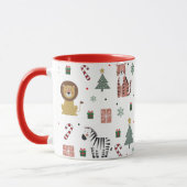 Moderne Kerstsafari Dieren Tijgerleeuw Zebra Mok (Links)