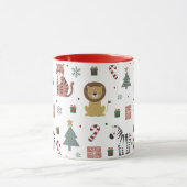 Moderne Kerstsafari Dieren Tijgerleeuw Zebra Mok (Midden)