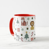 Moderne Kerstsafari Dieren Tijgerleeuw Zebra Mok (Voorkant links)