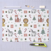 Moderne Kerstsafari Dieren Tijgerleeuw Zebra Tissuepapier (Craft)