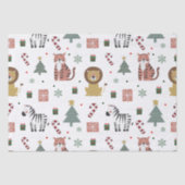 Moderne Kerstsafari Dieren Tijgerleeuw Zebra Tissuepapier (Voorkant)