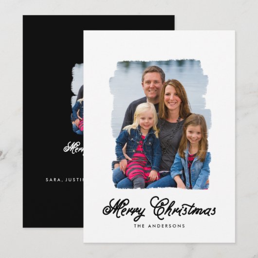 Moderne kerstschildering | Vakantieknopkaart Feestdagenkaart (Voorkant / Achterkant)