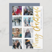 Moderne kerstscript 8 Foto Collage Feestdagenkaart (Voorkant / Achterkant)