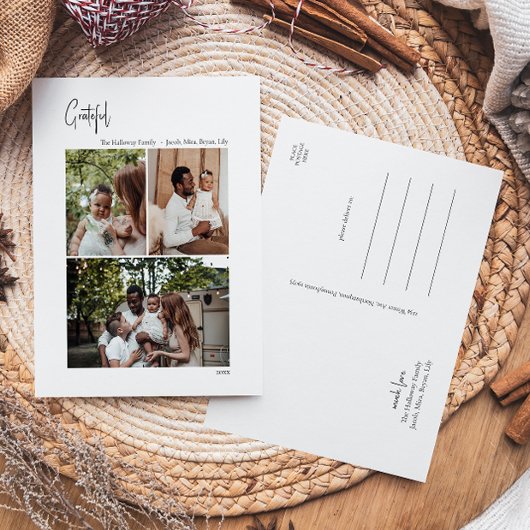 Moderne kerstscript: aantrekkelijk, verticaal 3 fo feestdagenkaart