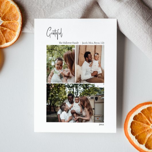 Moderne kerstscript: aantrekkelijk, verticaal 3 fo feestdagenkaart