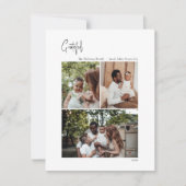 Moderne kerstscript: aantrekkelijk, verticaal 3 fo feestdagenkaart (Voorkant)