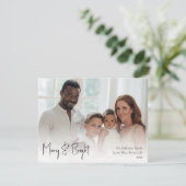 Moderne kerstscript, compacte foto's feestdagenkaart (Staand voorkant)