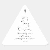 Moderne kerstscript driehoekige envelop sticker (Voorkant)