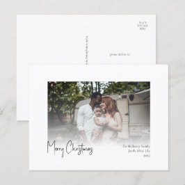 Moderne kerstscript Faded Fotovakantie Postca Feestdagenkaart
