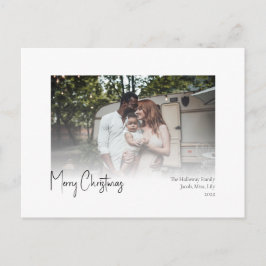 Moderne kerstscript Faded Fotovakantie Postca Feestdagenkaart