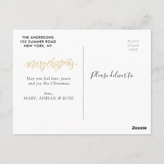 Moderne kerstscript overlay foto kaart (Achterkant)