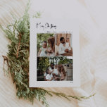 Moderne kerstscript - Verticaal 3-foto Feestdagenkaart<br><div class="desc">Deze moderne kerstscript verticaal 3-fotovakantiekaart is perfect voor uw minimalistische shabby chic boho zwarte en witte feestdag. De minimale witte handgeschreven kalligrafie is delicaat en robuust, terwijl het klasje en elegant blijft. Het ontwerp weerspiegelt een eenvoudige, volledig witte winterdag en roept herinneringen op aan een meer simplistisch leven. U zult...</div>