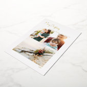 Moderne kerstscript - Verticaal 3-foto | Gold Fo Folie Feestdagenkaart (Gedraaid)