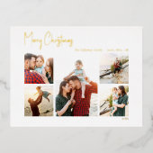 Moderne kerstscript vijf foto Gold Foil holid Folie Feestdagen Briefkaart (Voorkant)