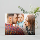Moderne kerstscript, volledige foto Gold Folie Feestdagenkaart (Staand Voorkant)