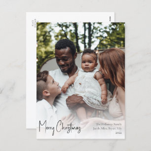 Moderne kerstscript - volledige verticale foto feestdagenkaart