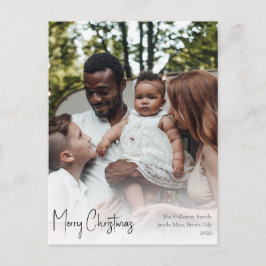 Moderne kerstscript - volledige verticale foto feestdagenkaart