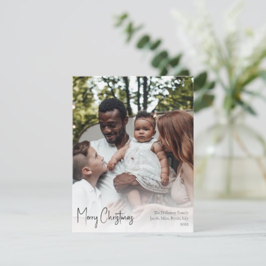 Moderne kerstscript - volledige verticale foto feestdagenkaart (Staand voorkant)