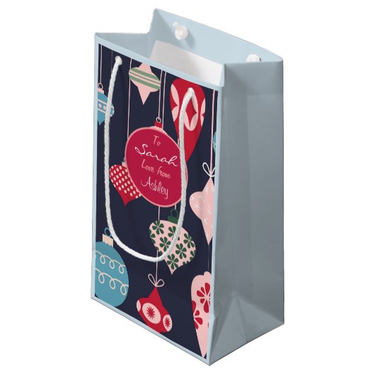 Moderne kerstsierontwerpen op maat klein cadeauzakje (Voorkant Gekanteld)