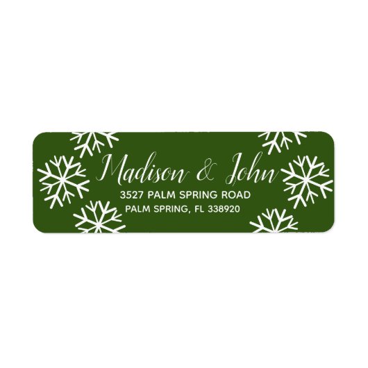 Moderne Kerstsneeuwvlok Verspreide Adres Etiket (Voorkant)
