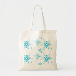 Moderne Kerstsneeuwvlokken Blauwe Winter Boodschap Tote Bag