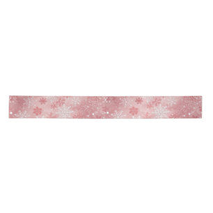 Moderne Kerstsneeuwvlokken Roze Wit Satijnen Lint