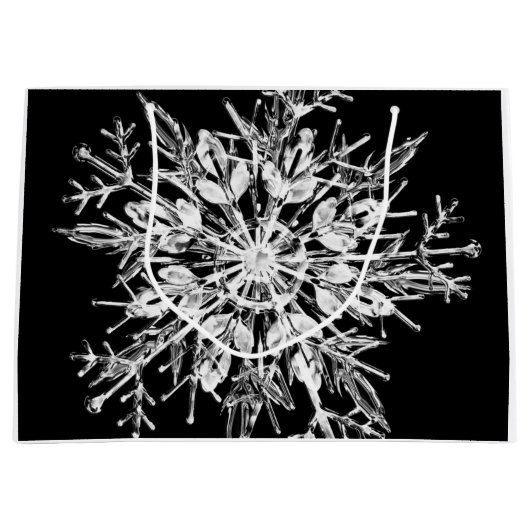 Moderne kerstsnowflake zwart-wit groot cadeauzakje (Voorkant)