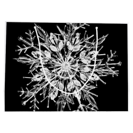 Moderne kerstsnowflake zwart-wit groot cadeauzakje (Achterkant)