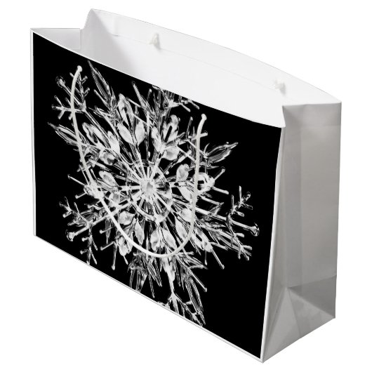 Moderne kerstsnowflake zwart-wit groot cadeauzakje (Achterkant Gekanteld)